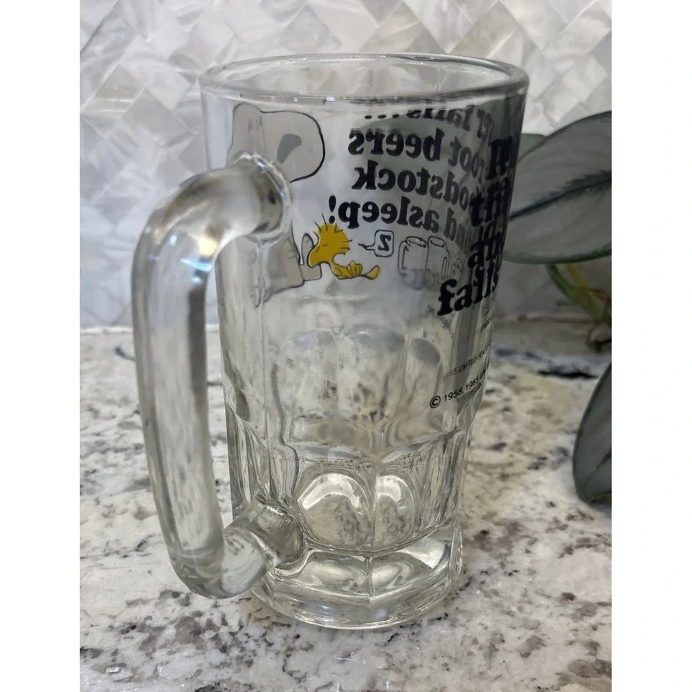VTG 1965‎ Peanuts SNOOPY + WOODSTOCK Root Beer Mug - United Feature Syndicate